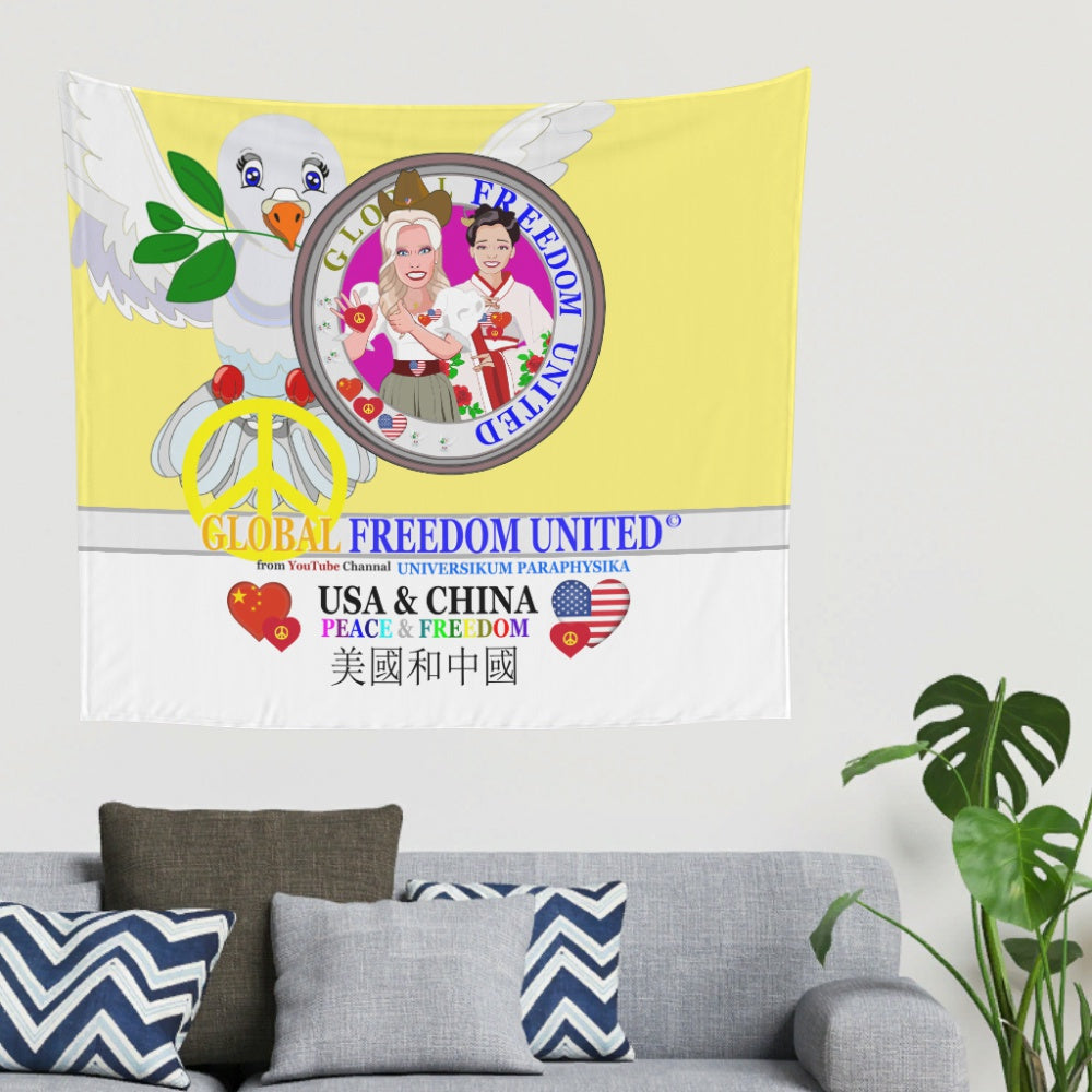 Tapestry Global Freedom United Women Usa & China Old Peace Yellow