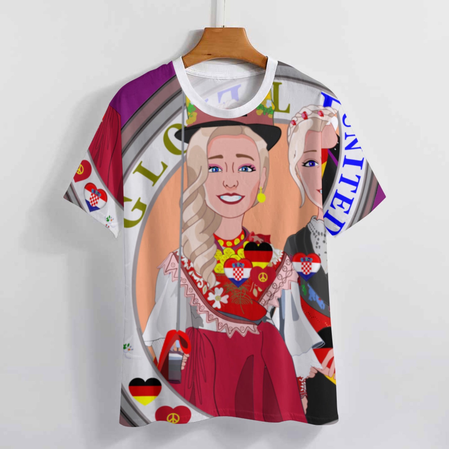 Women´s T-shirt GLOBAL FREEDOM UNITED© Women Croatia & Germany V2 2 Lilac