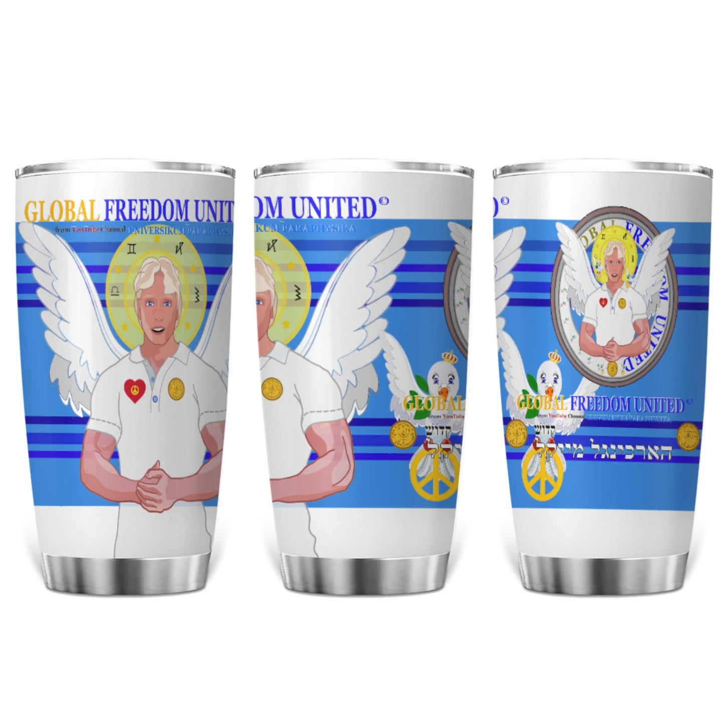 Tumbler Global Freedom United Archangel Michael Hebrew  Deep Blue