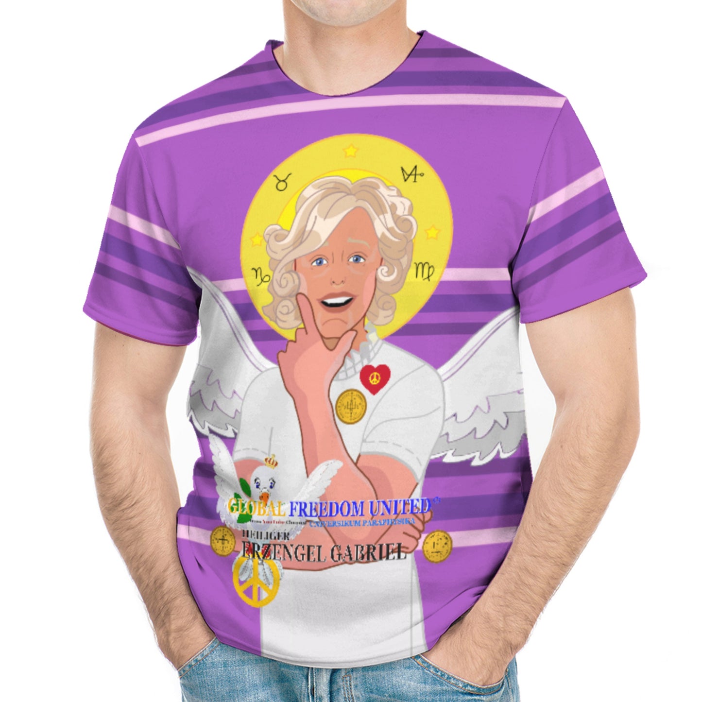 Men´s T-shirt Global Freedom United Archangel Gabriel German Lilac