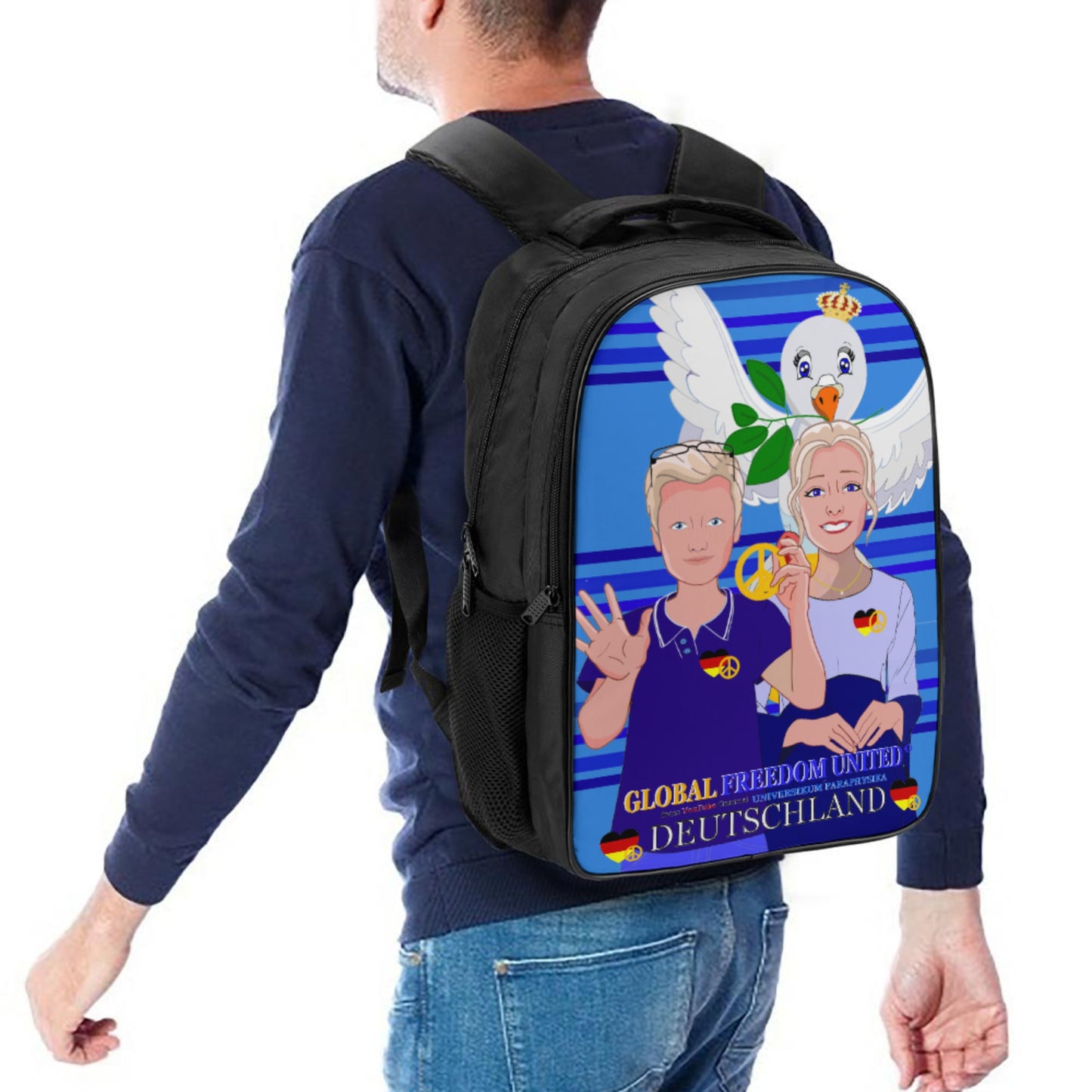 Backpack 16 Inch 2 Compartment Global Freedom United Couple Edition Germany V2 Deep Blue