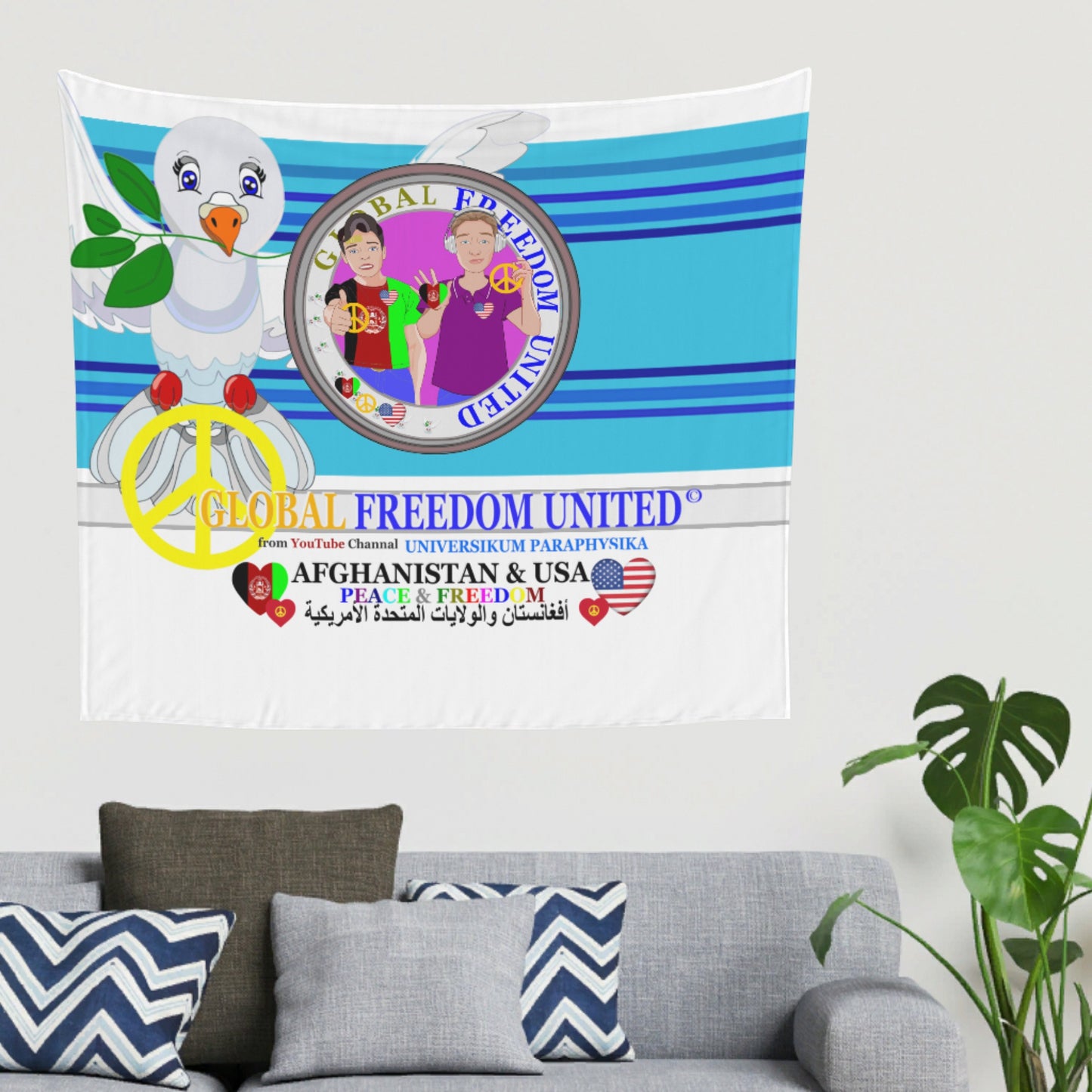 Tapestry GLOBAL FREEDOM UNITED© Men AFGHANISTAN & USA Blue