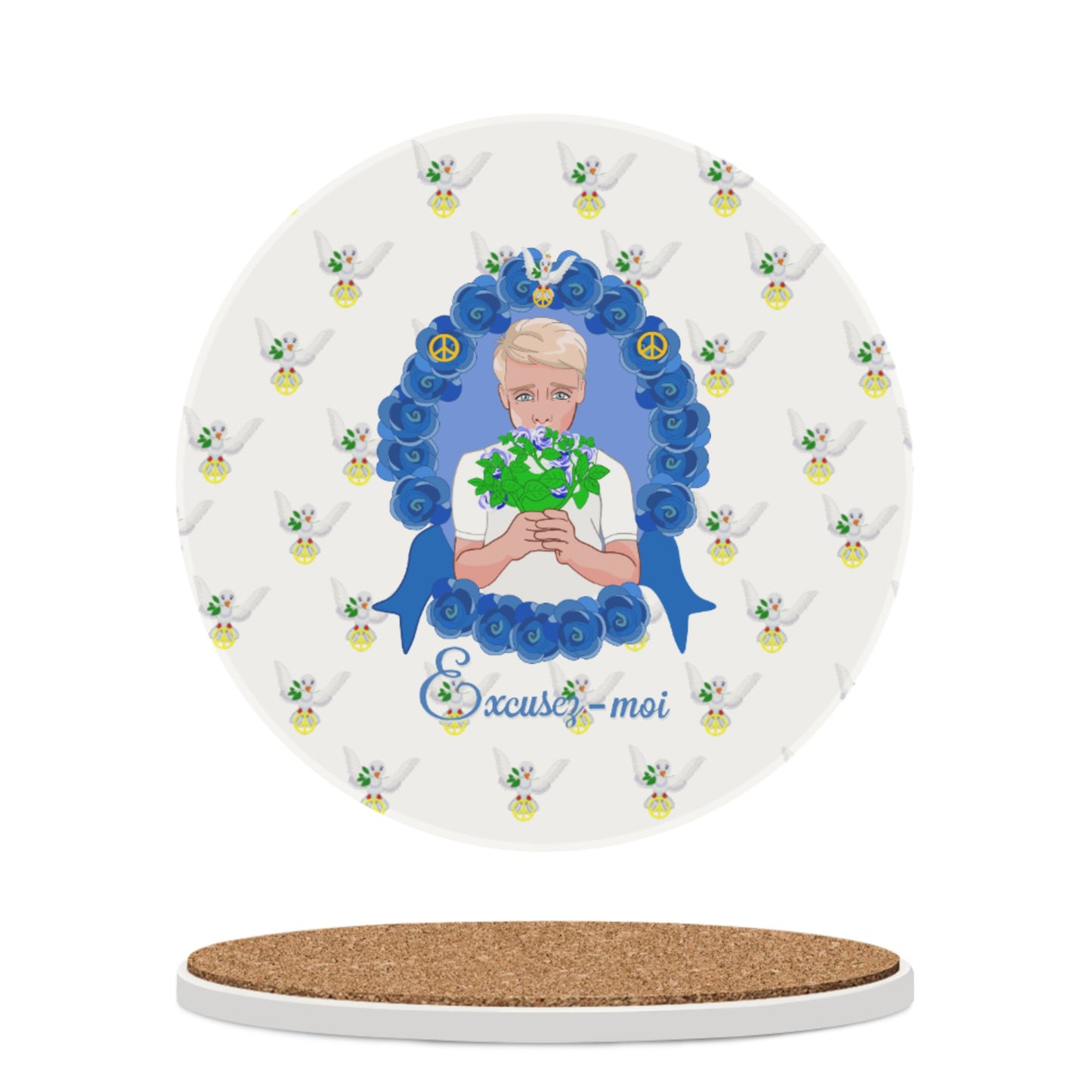 Ceramic Coaster GLOBAL FREEDOM UNITED© Un Garcon dit désoié Excusez-moi