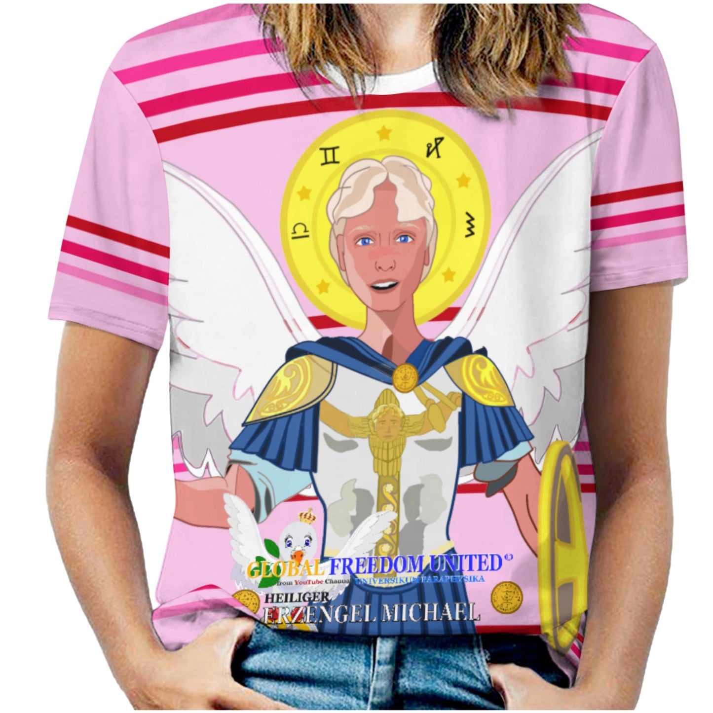 Women´s T-shirt 2 Global Freedom United Archangel Michael Pink