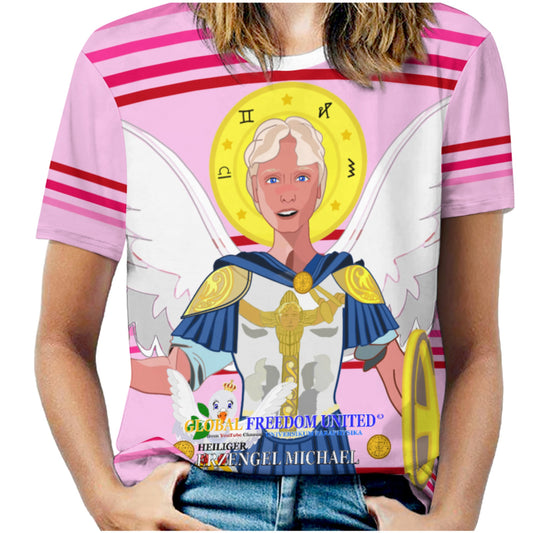 Women´s T-shirt 2 Global Freedom United Archangel Michael Pink