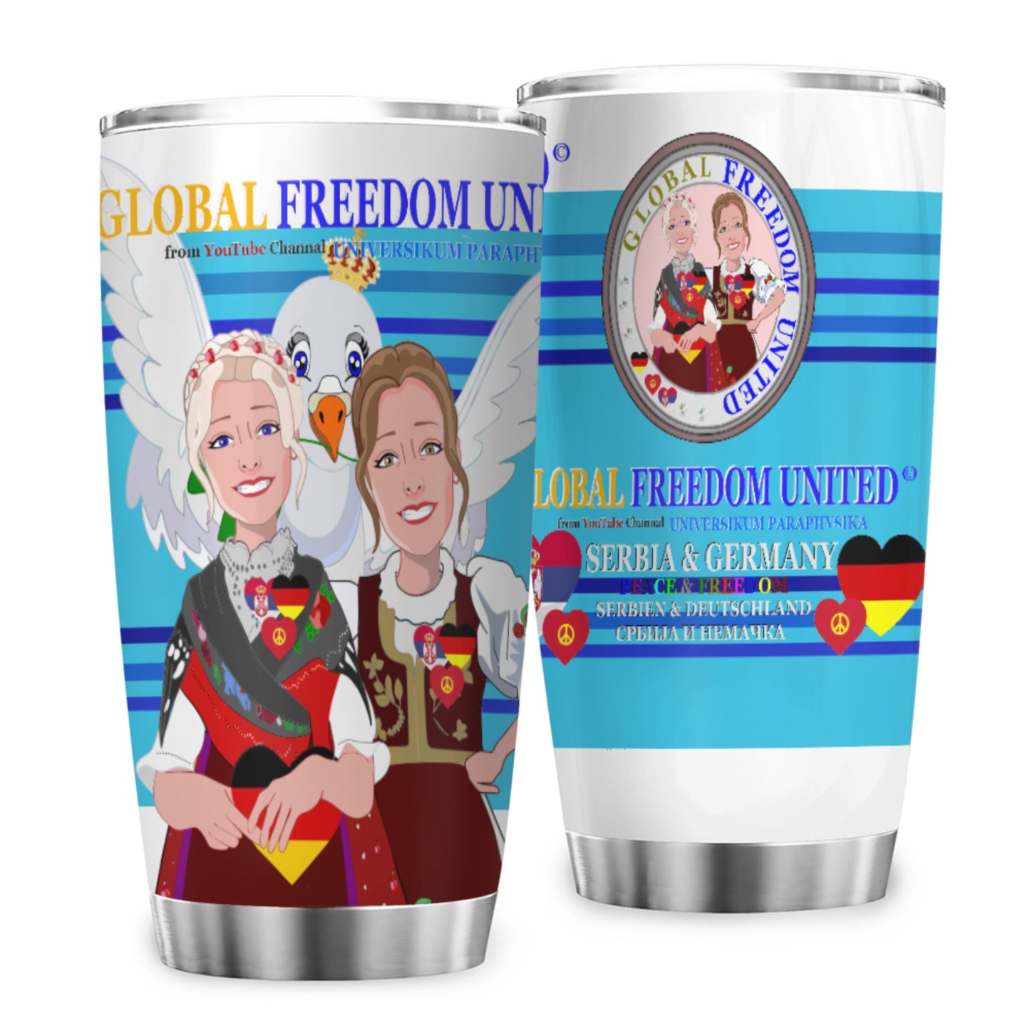 Tumbler GLOBAL FREEDOM UNITED© Women Serbia & Germany Blue