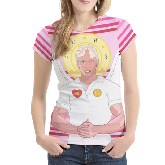 Women´s T-shirt 1 Global Freedom United Archangel Michael Hebrew Pink2