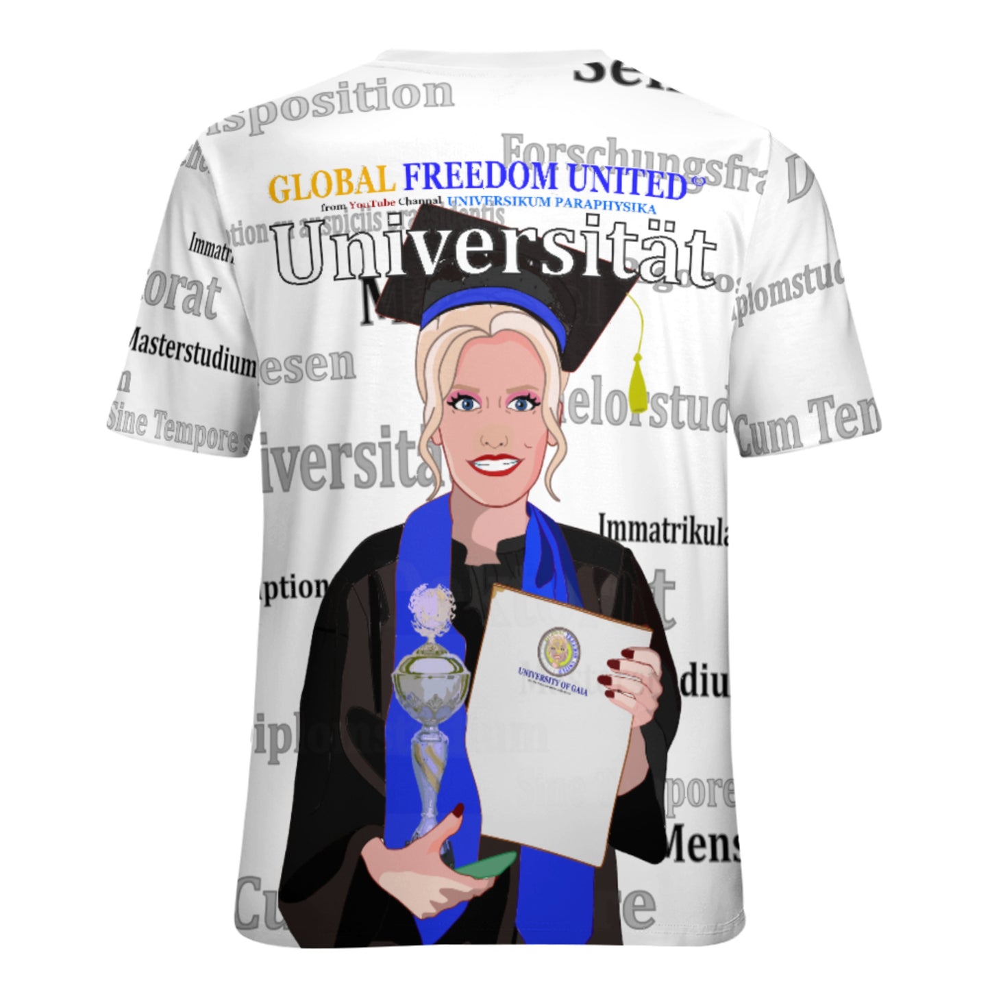 Women´s T-shirt Global Freedom United Student Girl Silver Place Blond Hair 3