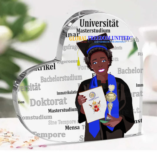 Acryl Heart Global Freedom United Afro Student Girl