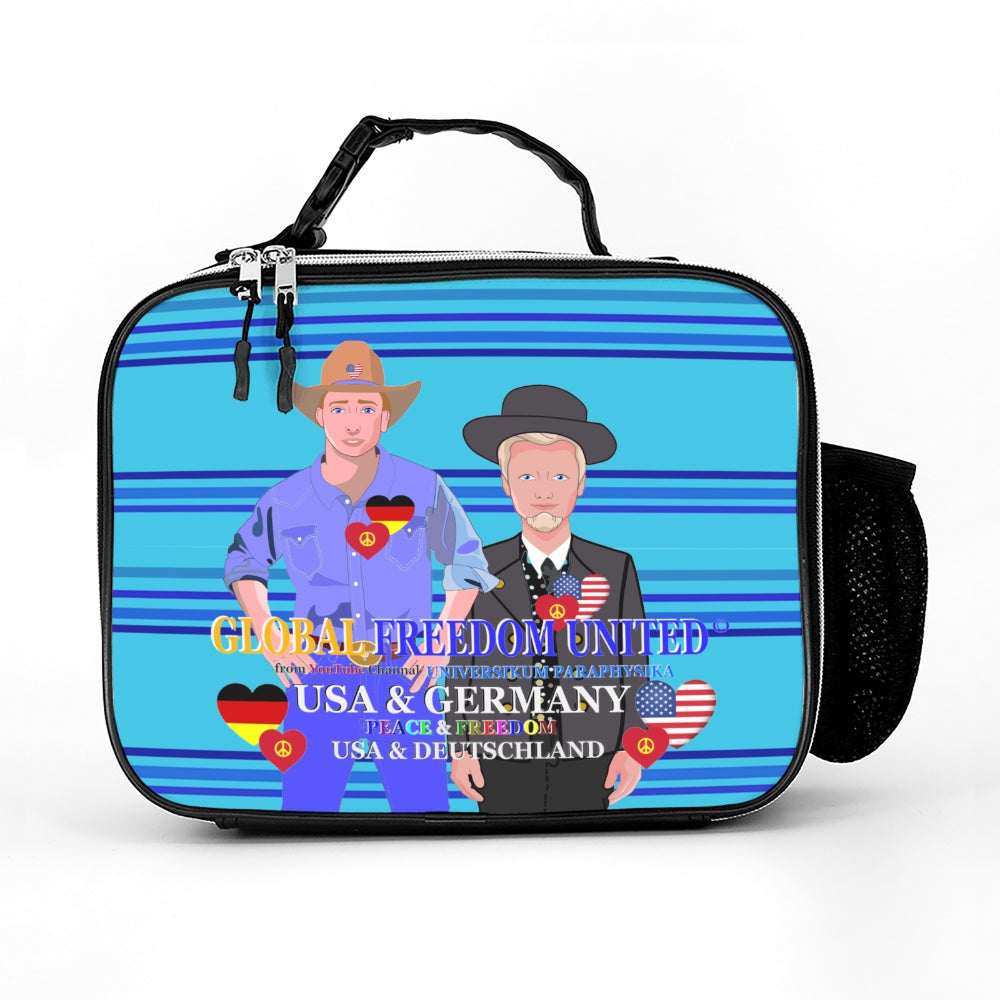 Leather Meal Bag GLOBAL FREEDOM UNITED© Men USA & Germany Blue