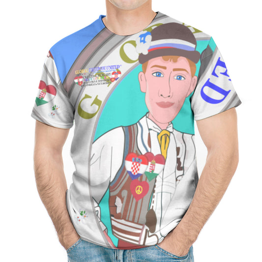 Men´s T-shirt GLOBAL FREEDOM UNITED© Men Croatia & Hungary Blue