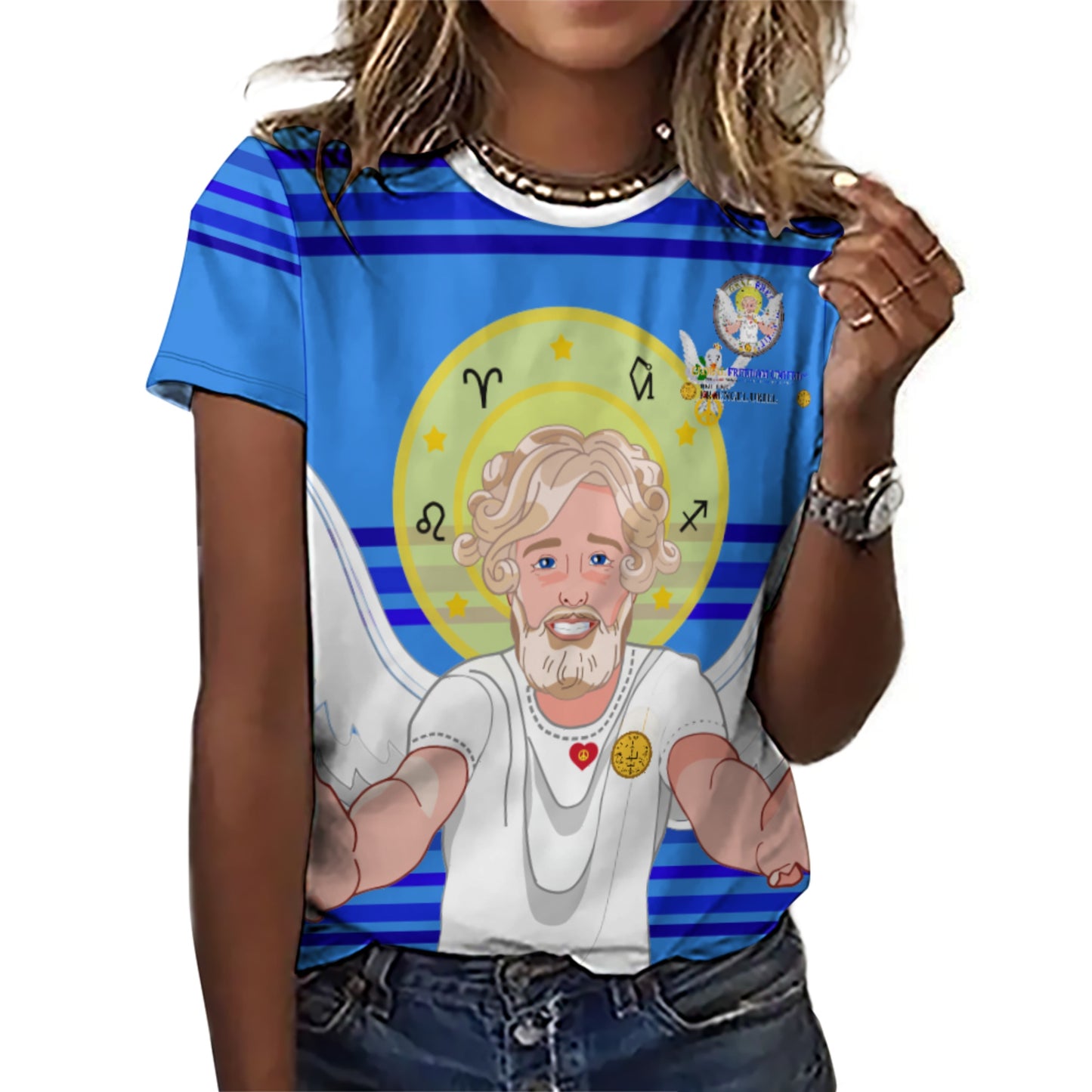 Women´s T-shirt 2 Global Freedom United Archangel Uriel German  Deep Blue