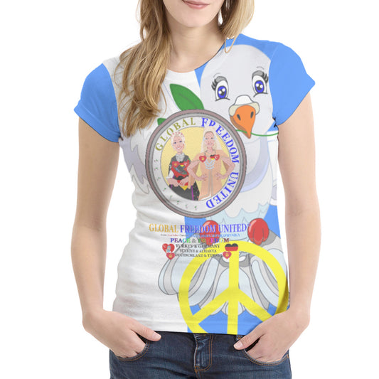 Women´s T-shirt 1 GLOBAL FREEDOM UNITED© Women Turkey & Germany Blue