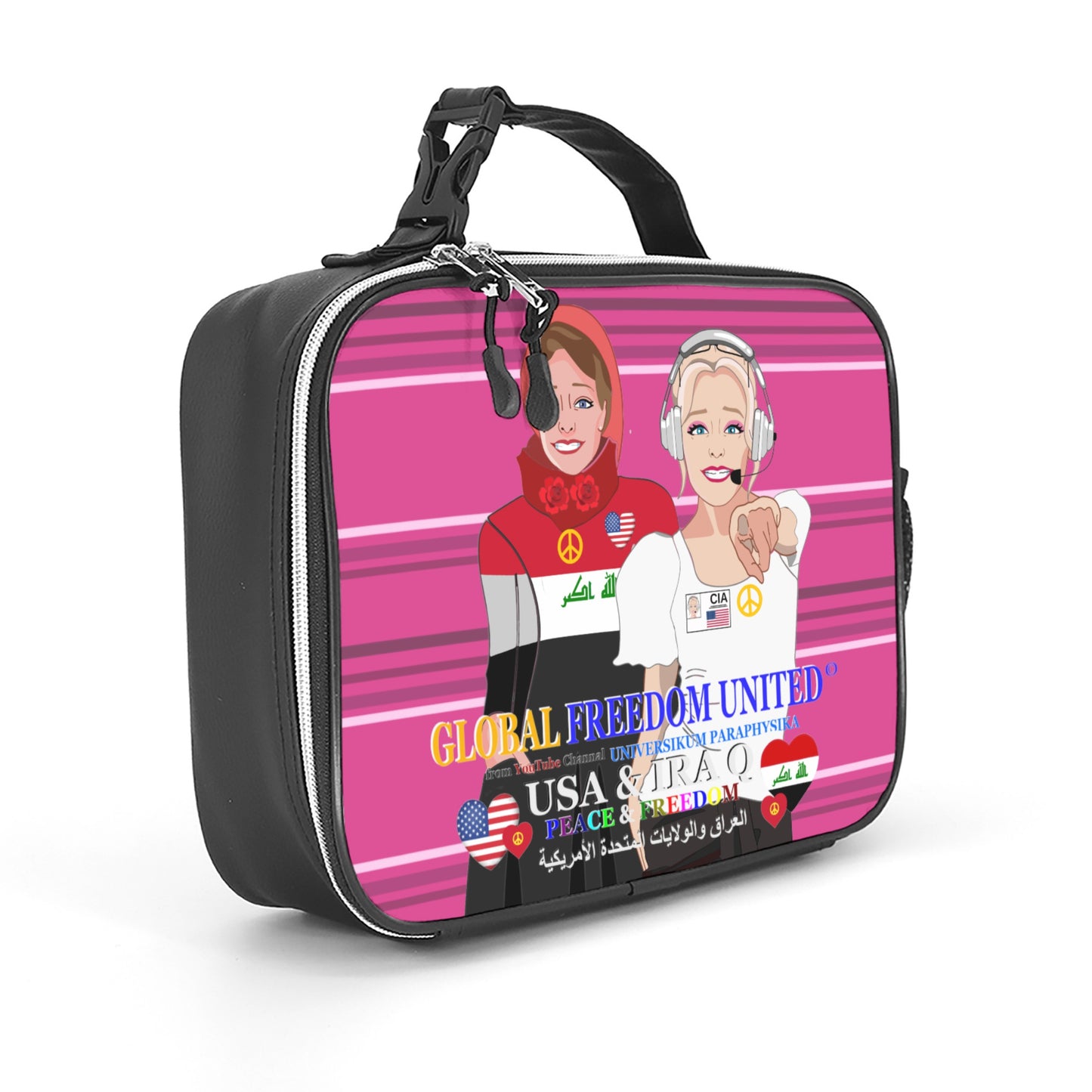 Leather Meal Bag GLOBAL FREEDOM UNITED© Women Iraq & USA Pink