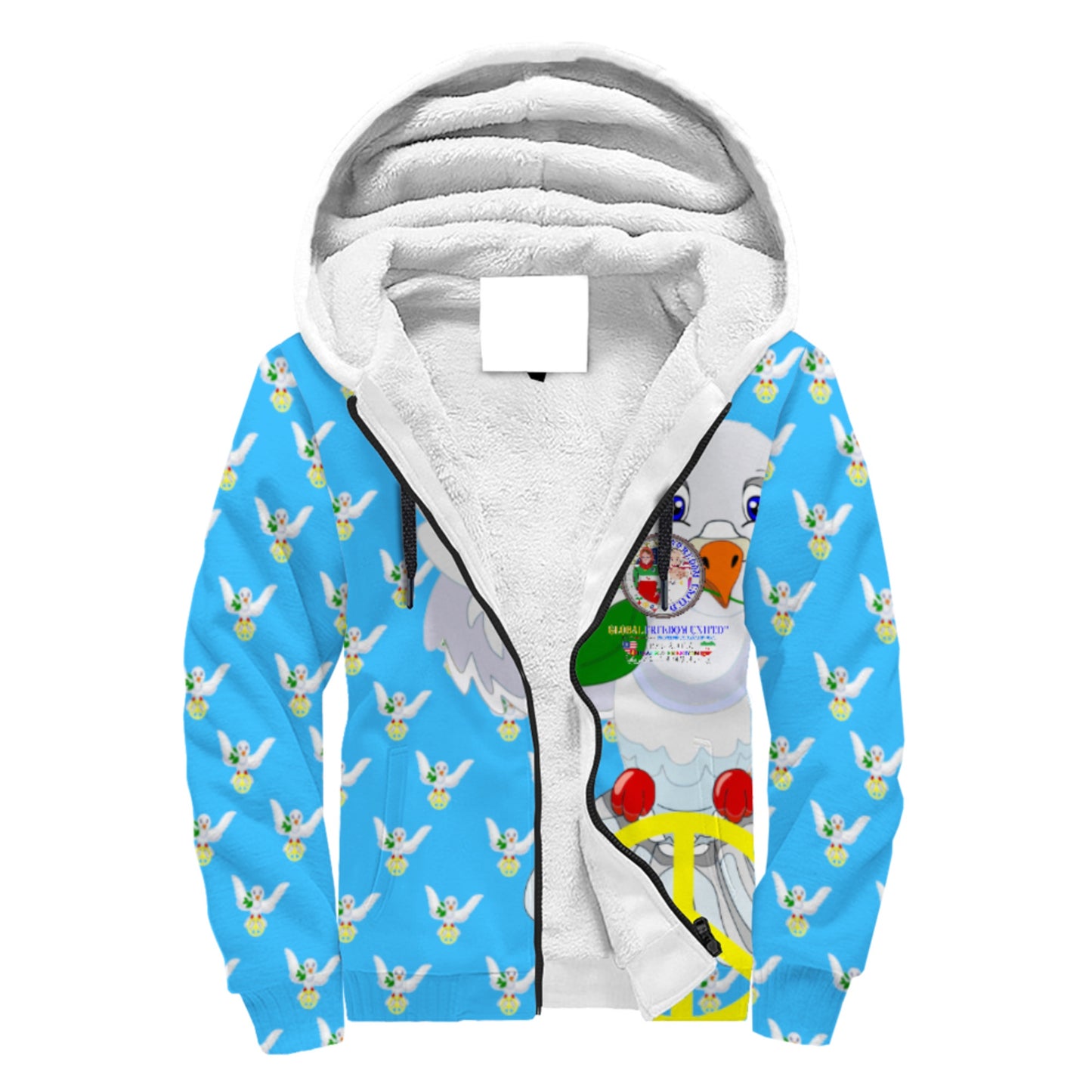 Plush Hoodie GLOBAL FREEDOM UNITED© Women Iran & USA Blue