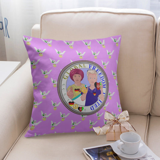 GLOBAL FREEDOM UNITED©  Men AFGHANISTAN & GERMANY Lilac  18'' Square Pillow Cover