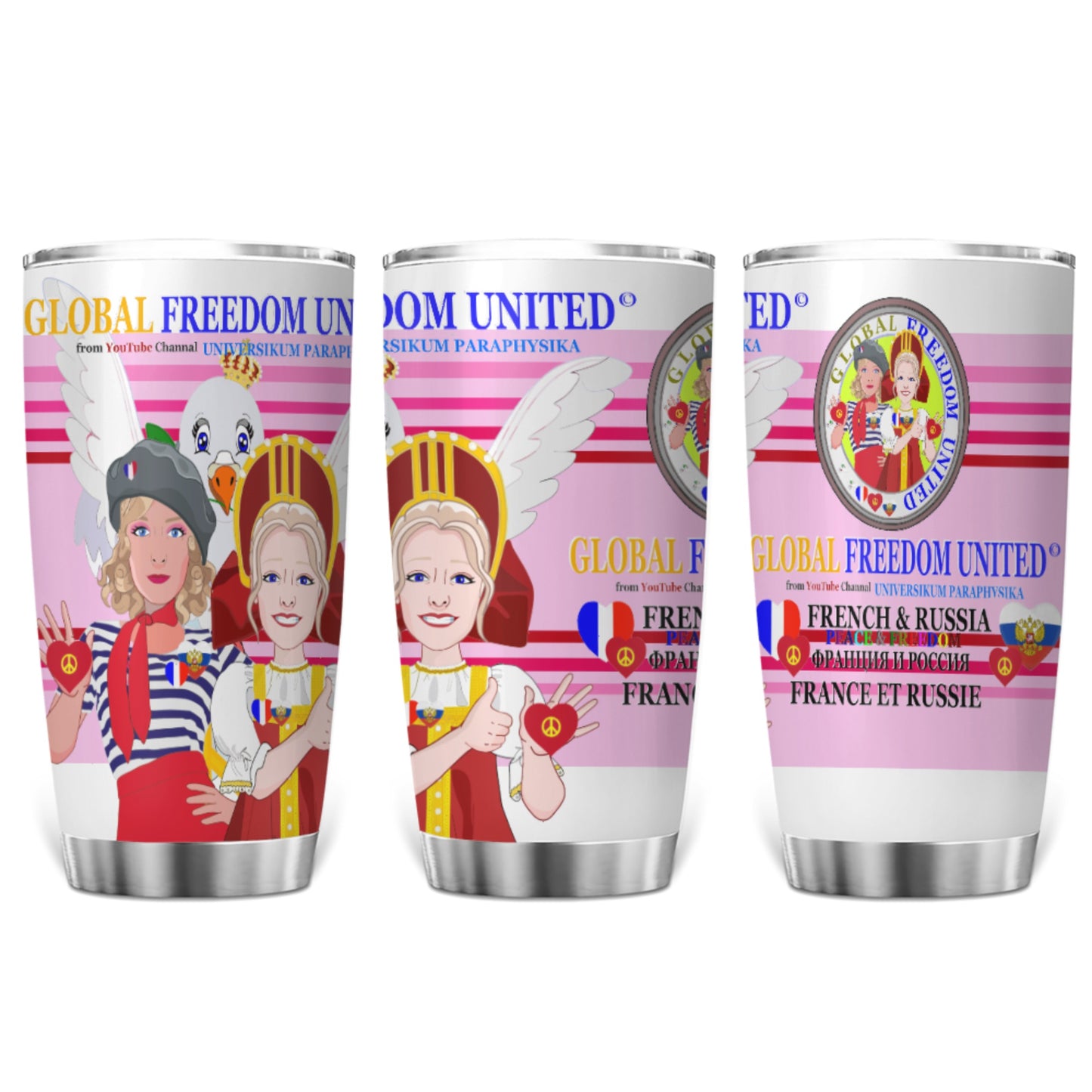 Tumbler Global Freedom United Women French & Russia Old Peace Pink