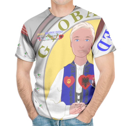 Men´s T-shirt GLOBAL FREEDOM UNITED© Men Albania & Serbia V2 Grey