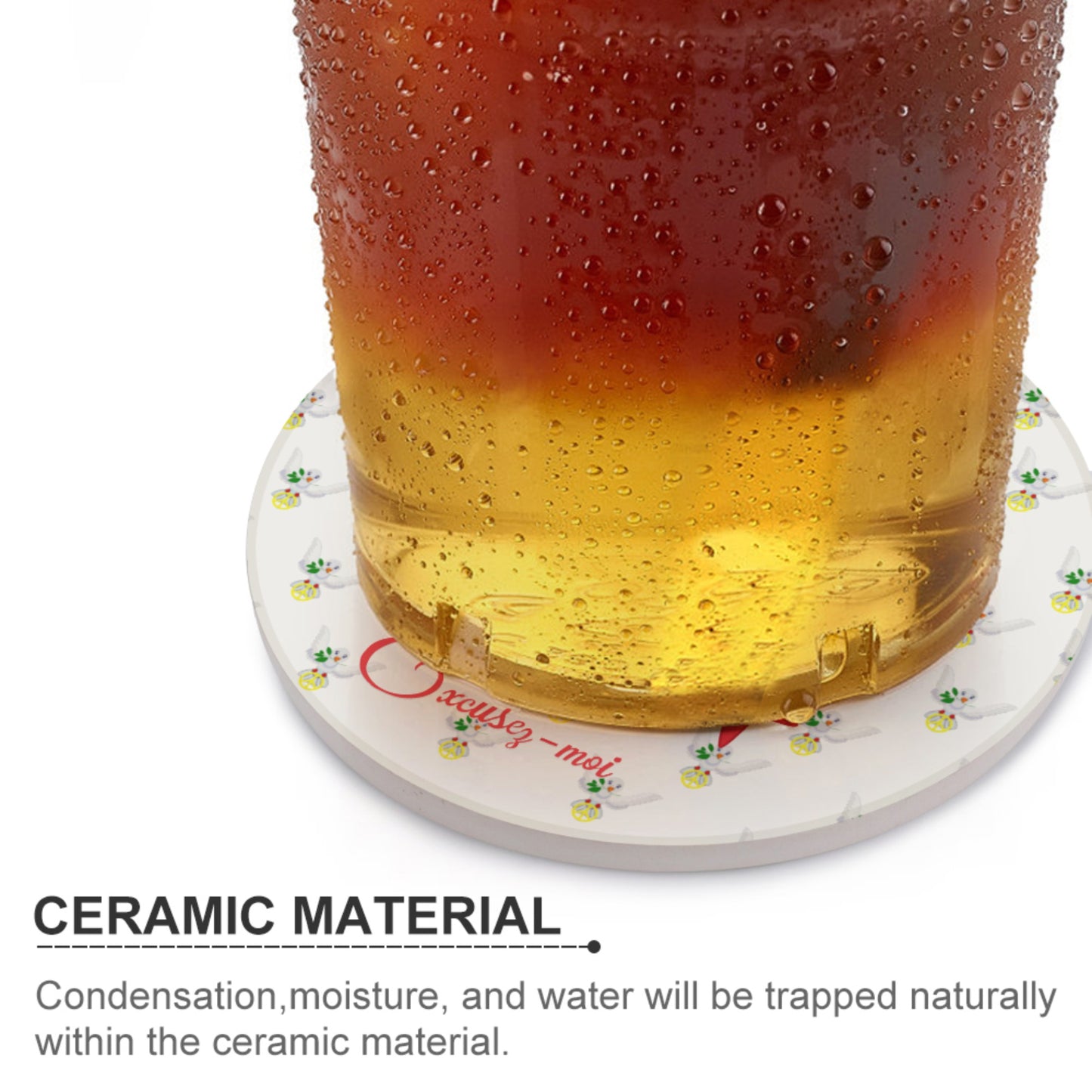 Ceramic Coasters  GLOBAL FREEDOM UNITED© Une fille dit désoié Excusez-moi