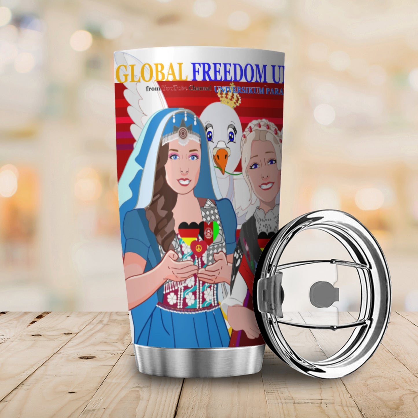 Tumbler Global Freedom United Women Afghanistan & Germany Old Peace Red