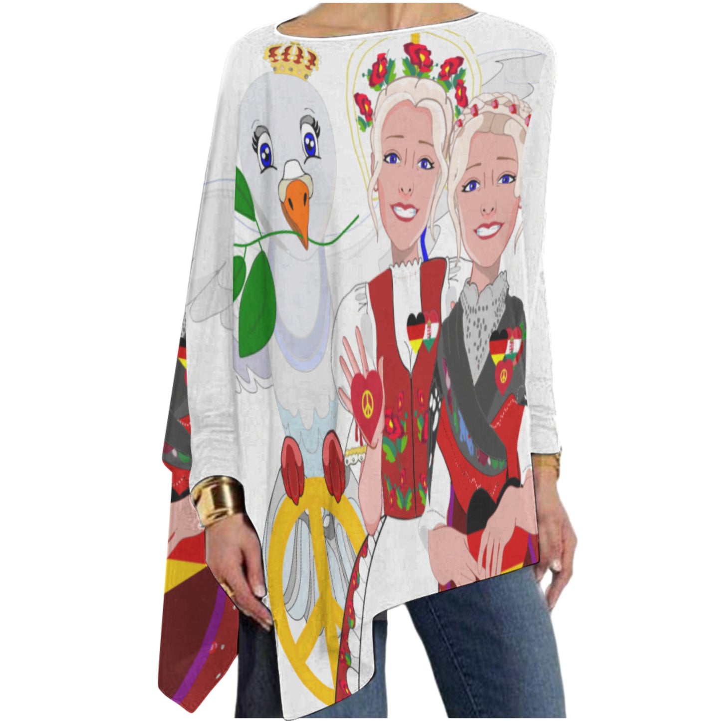 Pullover Long Sleeve T-shirt GLOBAL FREEDOM UNITED© Women Germany & Hungary BIG