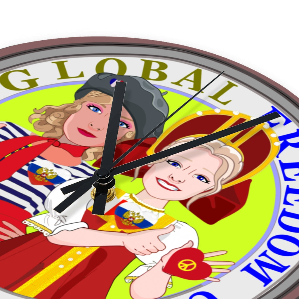 Wooden Wall Clock Without Scale GLOBAL FREEDOM UNITED© Women French & Russia