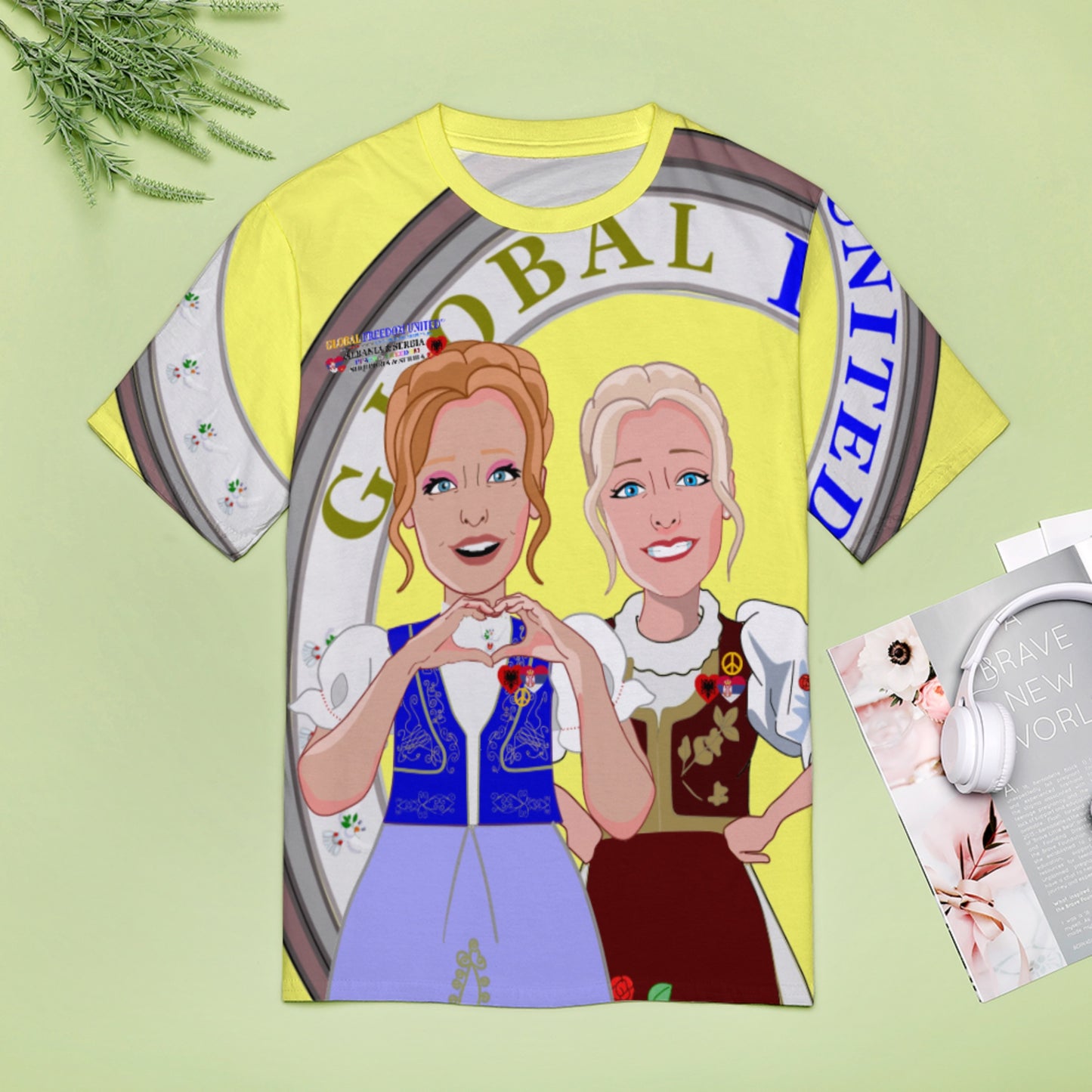 Women´s T-shirt 3 GLOBAL FREEDOM UNITED© Women Albania & Serbia Yellow