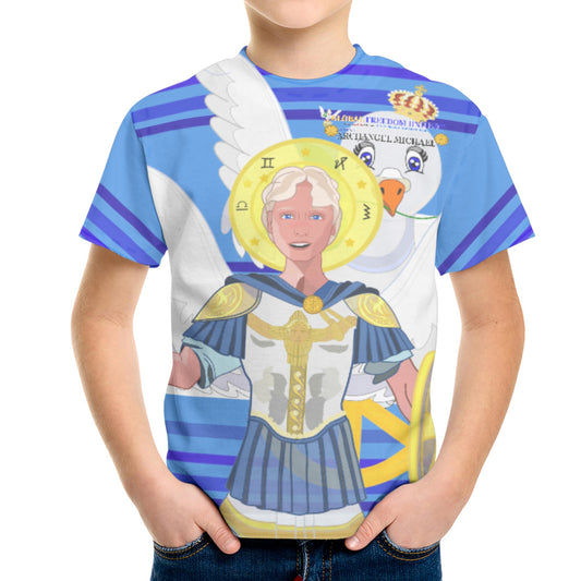 Kits T-shirt Global Freedom United Archangel Michael English V1 Deep Blue