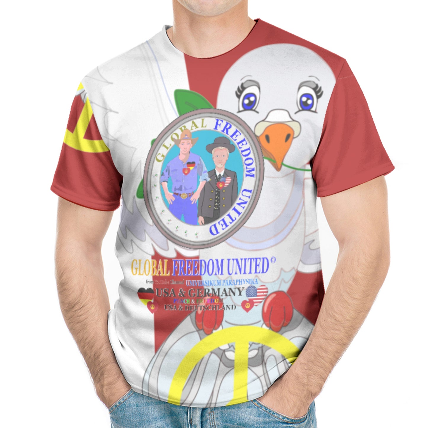 Men´s T-shirt GLOBAL FREEDOM UNITED© Men USA & Germany V1 Red