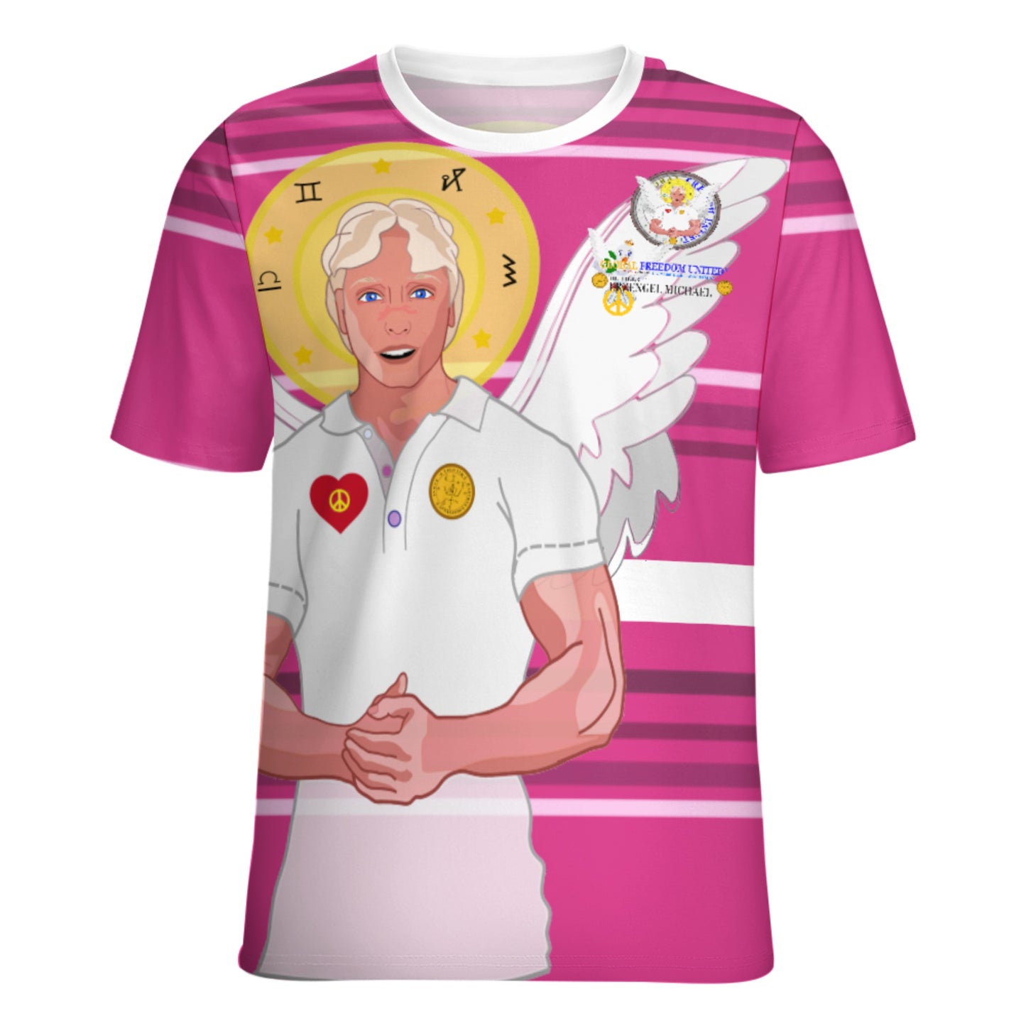 Women´s T-shirt Global Freedom United Archangel Michael German Pink1
