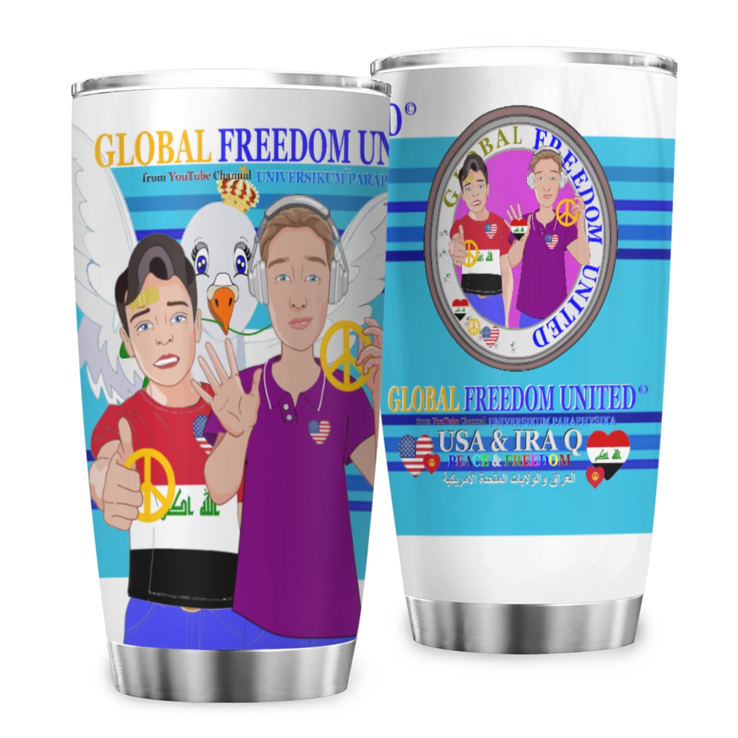 Tumbler GLOBAL FREEDOM UNITED© Men Iraq & USA Blue