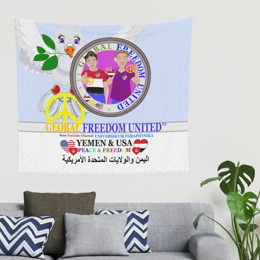 Tapestry Global Freedom United Men Yemen & Usa Old Peace Light Blue