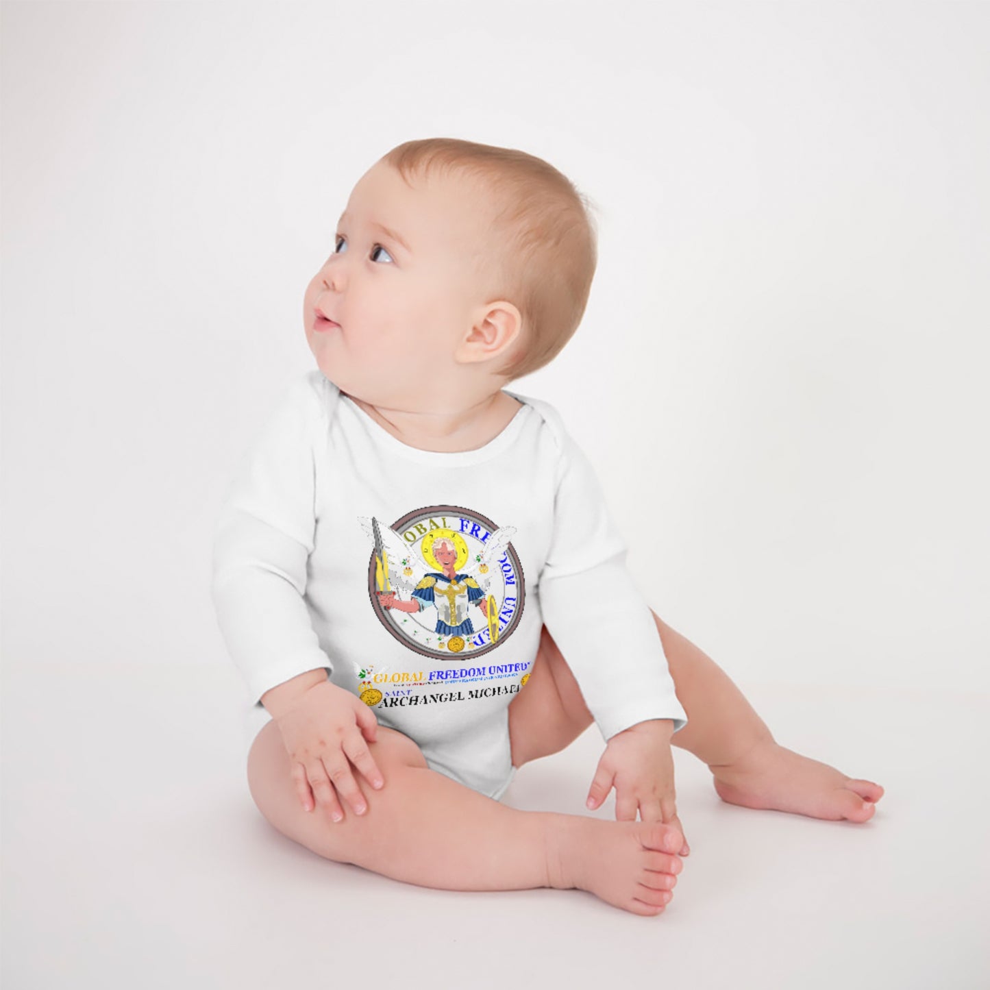 Baby Long-sleeve Bodysuit Global Freedom United Archangel Michael English V1
