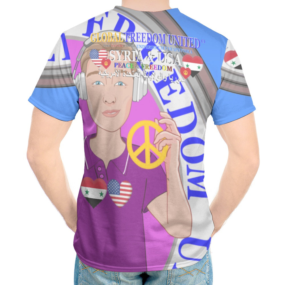 Men´s T-shirt GLOBAL FREEDOM UNITED© Men Syria & USA  Blue