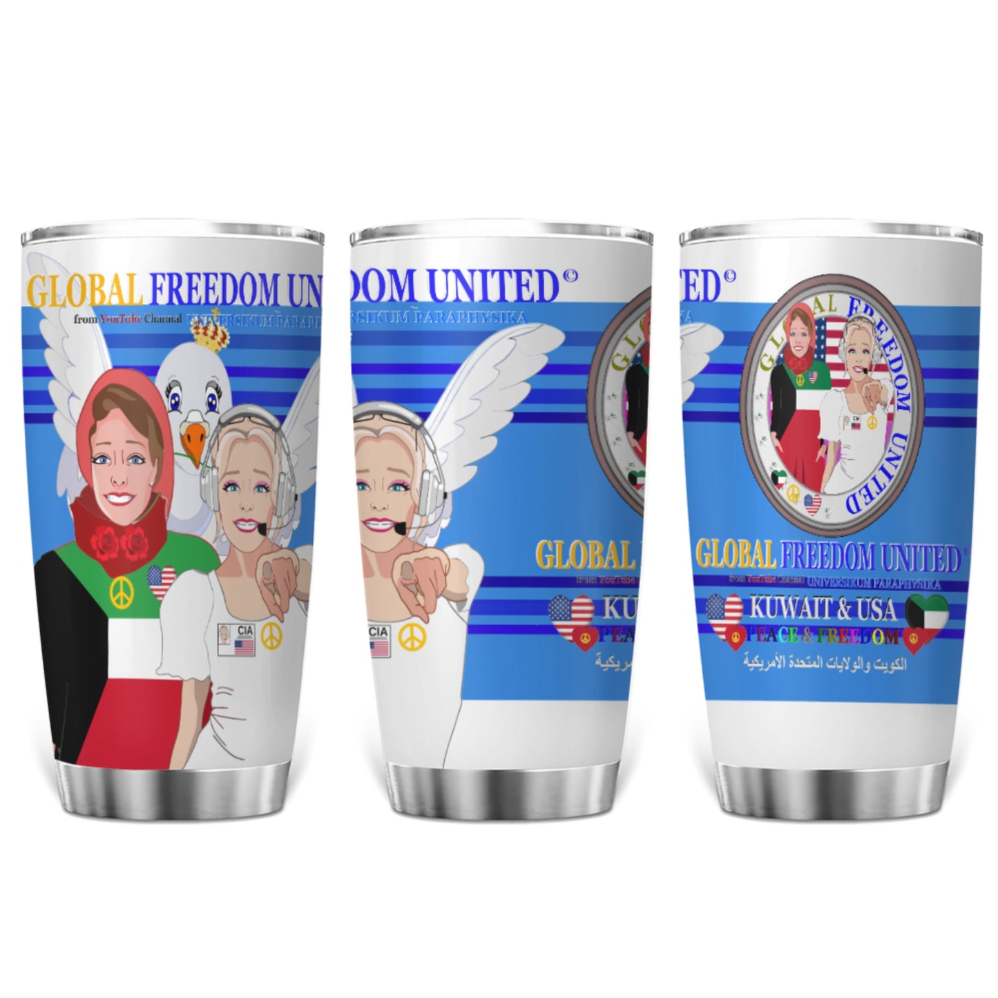 Tumbler Global Freedom United Women Kuwait & Usa Old Peace Deep Blue