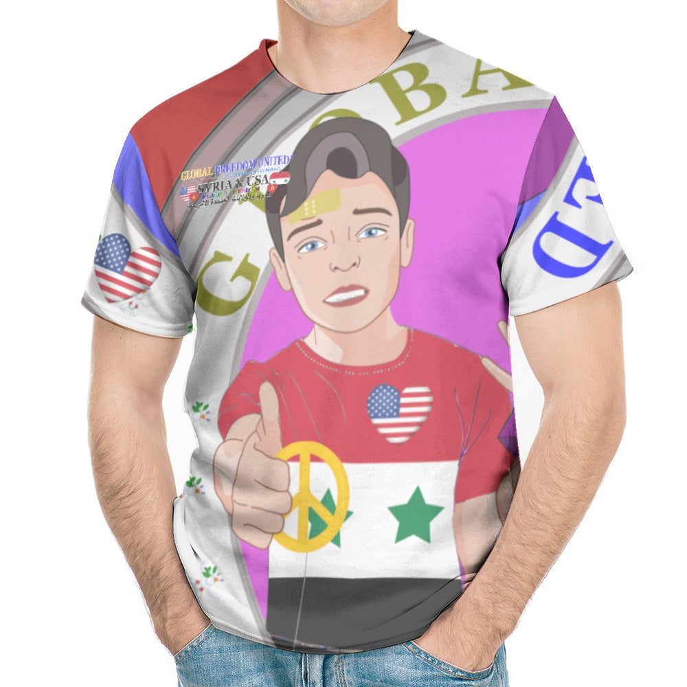 Men´s T-shirt GLOBAL FREEDOM UNITED© Men Syria & USA  Red