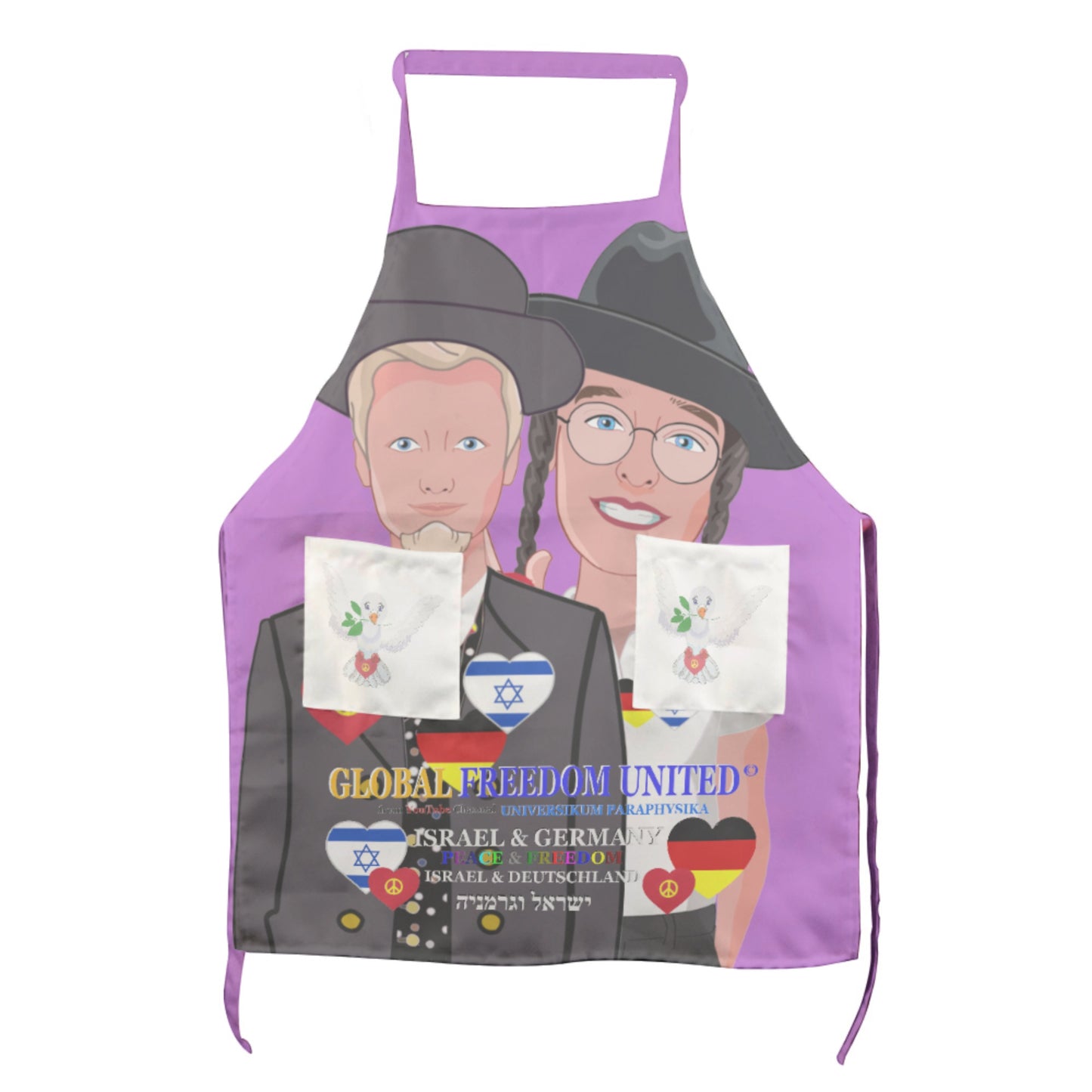 Apron GLOBAL FREEDOM UNITED© Men Israel & Germany Lilac