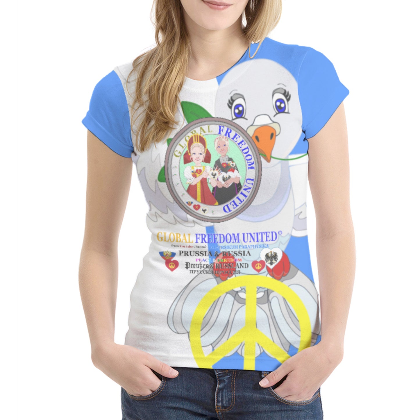 Women´s T-shirt 2 GLOBAL FREEDOM UNITED© Women Prussia & Russia Blue