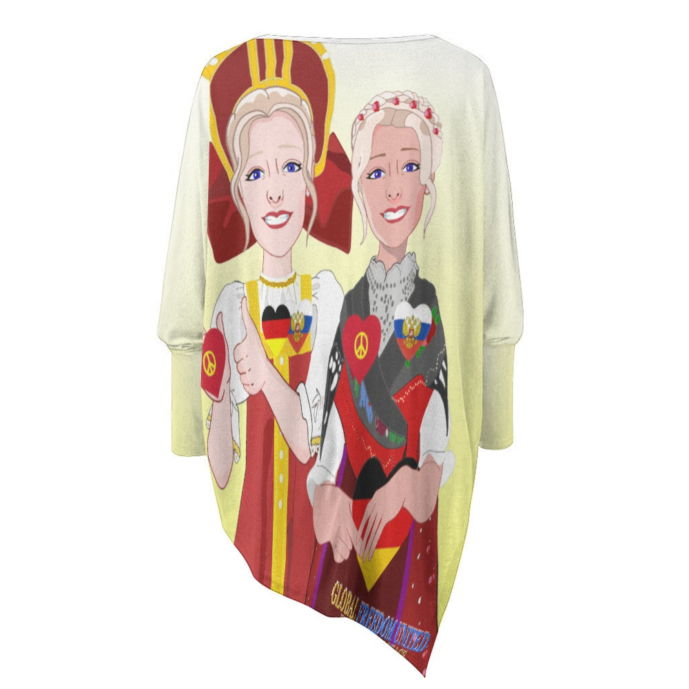 Pullover Long Sleeve T-shirt GLOBAL FREEDOM UNITED© Women RUSSIA & GERMANY Yellow