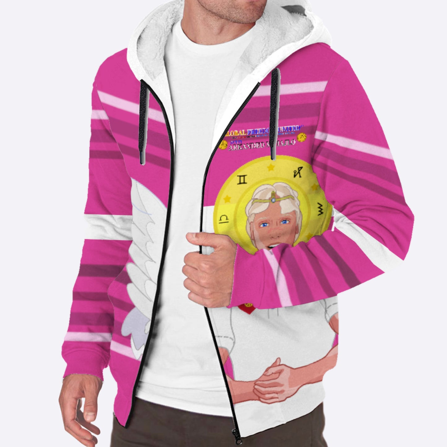 Plush Hoodie Global Freedom United Archangel Michael Croatia V2 Pink1