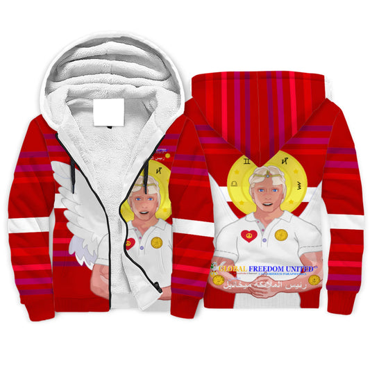 Plush Hoodie Global Freedom United Archangel Michael Arabic V2 Red