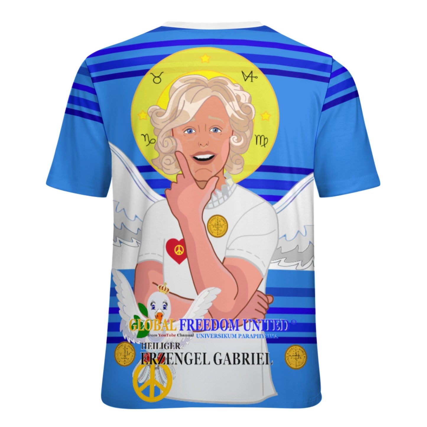 Women´s T-shirt 2 GLOBAL FREEDOM UNITED© Archangel Gabriel German Deep Blue