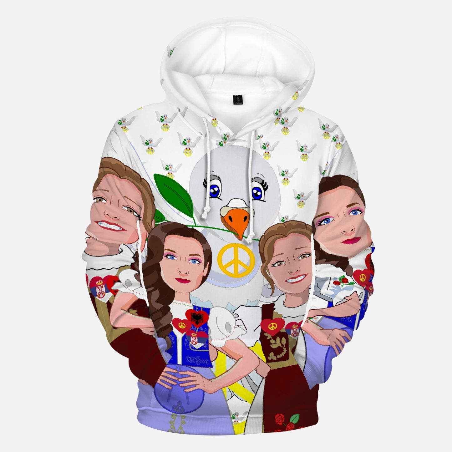 GLOBAL FREEDOM UNITED WOMEN ALBANIA & SERBIA OLD PEACE WIGHT Round Collar Hoodie