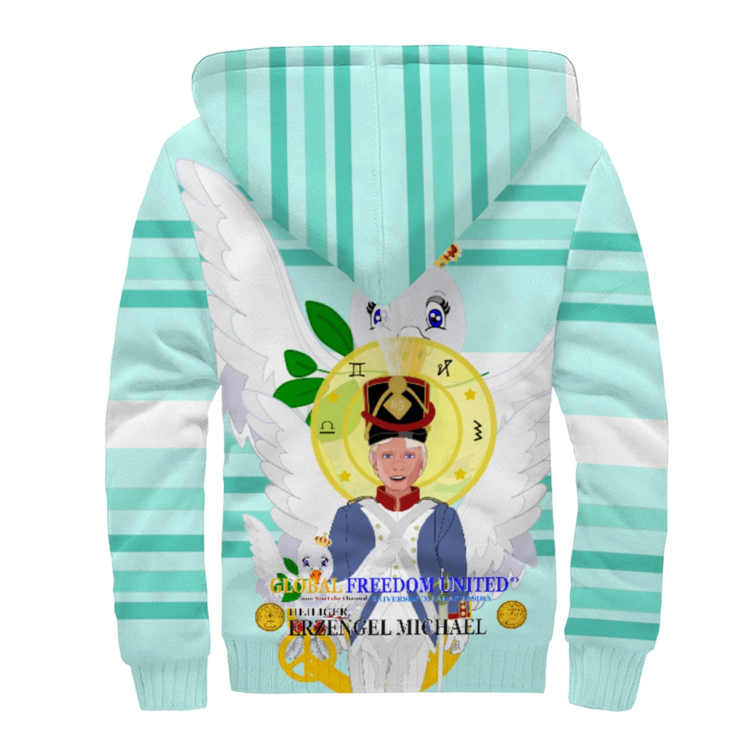Plush Hoodie Global Freedom United Erzengel Michael Light Green
