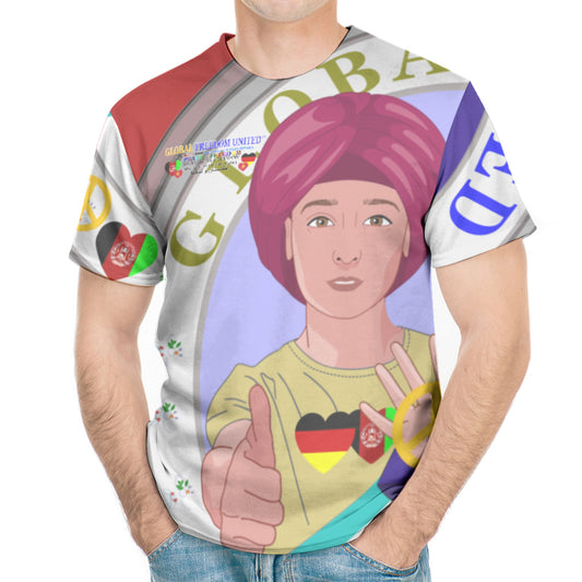 Men´s T-Shirt GLOBAL FREEDOM UNITED© AFGHANISTAN & GERMANY Red