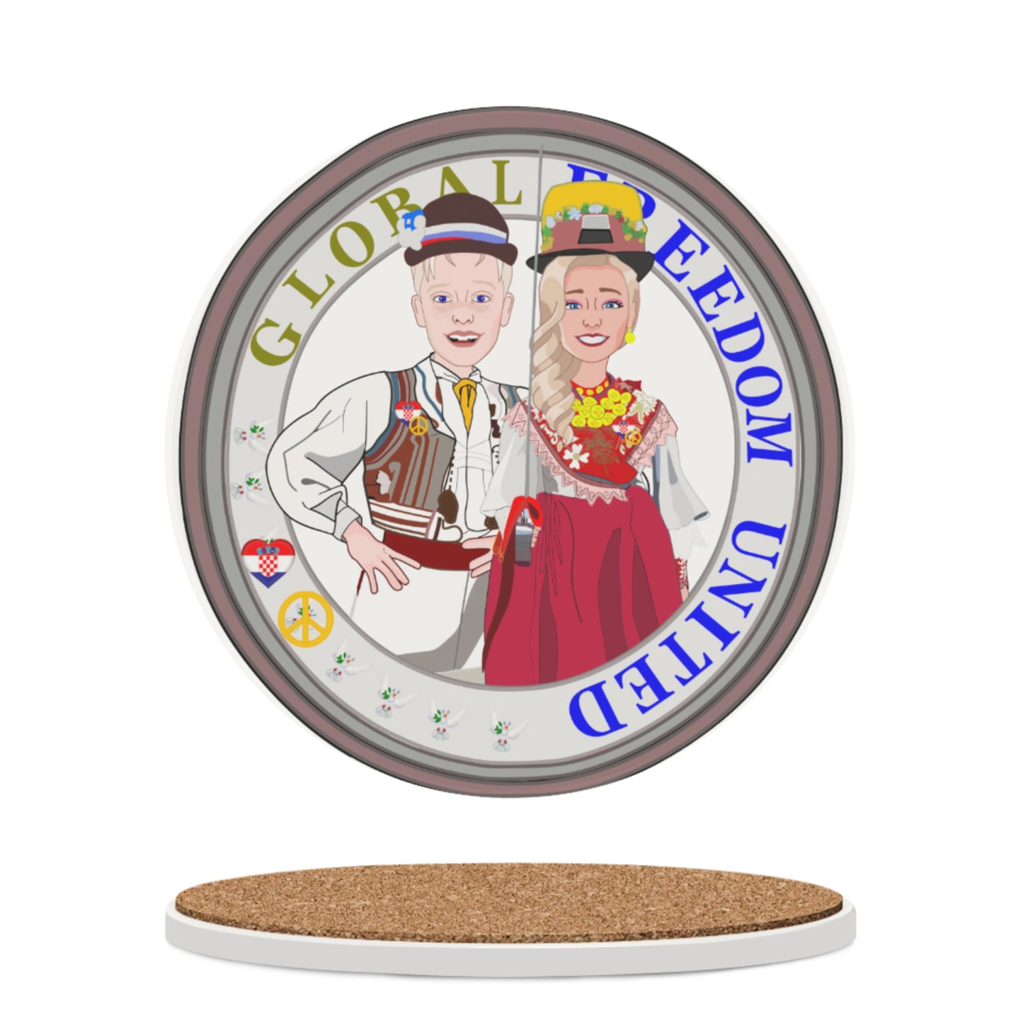 Ceramic Coasters Global Freedom United Couple Edition Croatia