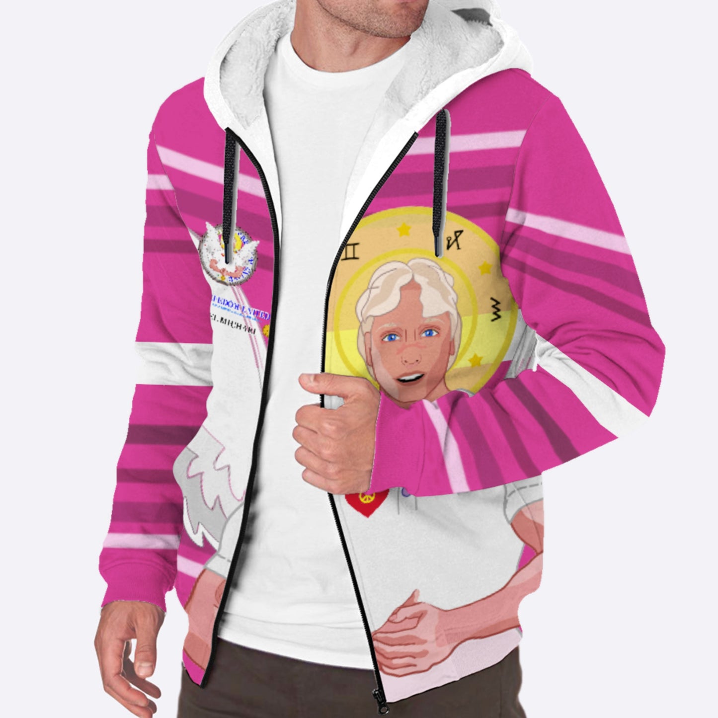 Plush Hoodie Global Freedom United Women Archangel Michael German Pink 1
