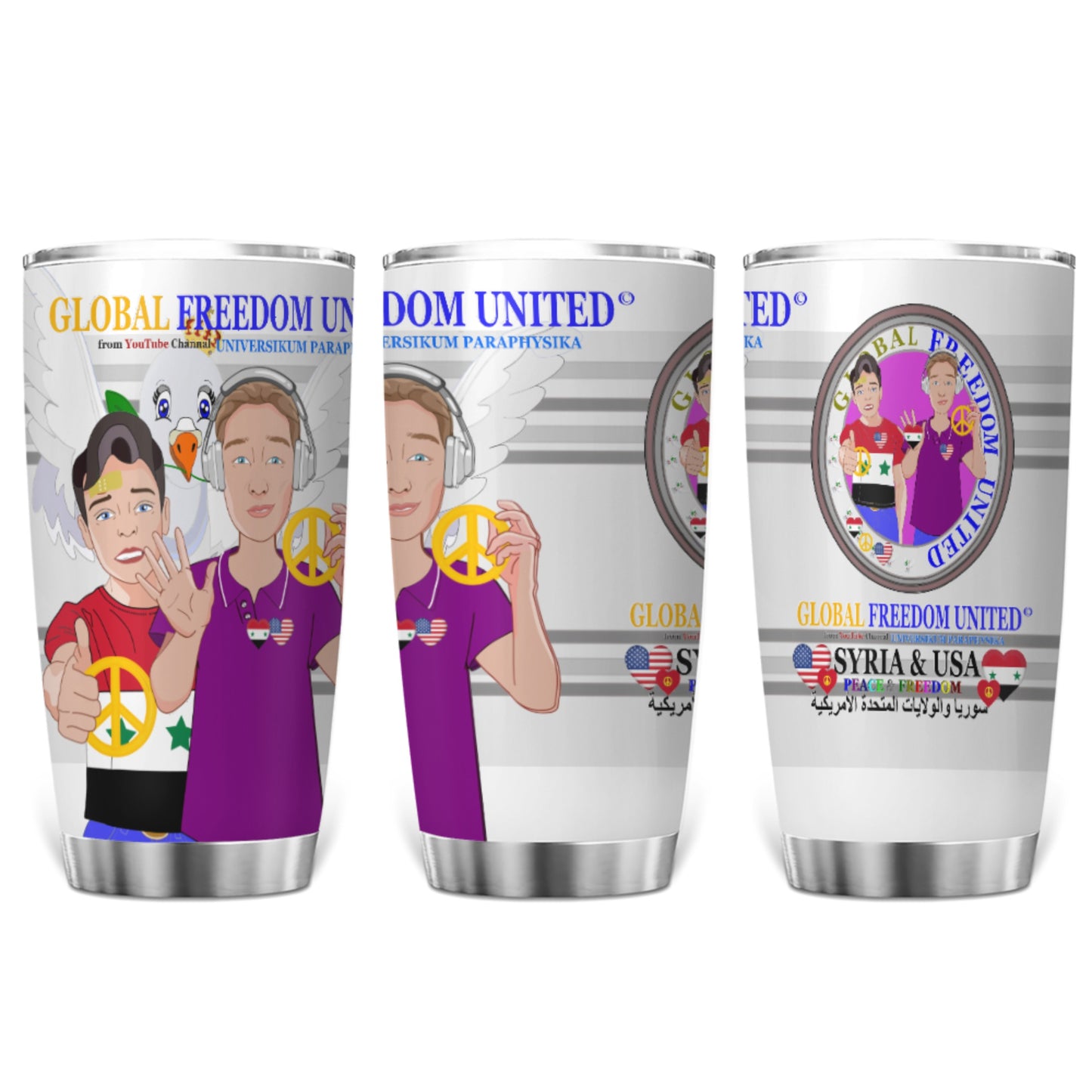 Tumbler GLOBAL FREEDOM UNITED© Men Syria & USA Grey