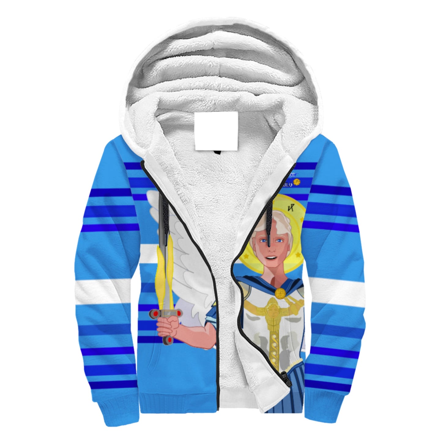 Plush Hoodie Global Freedom United Archangel Michael Croatia V1 Deep Blue