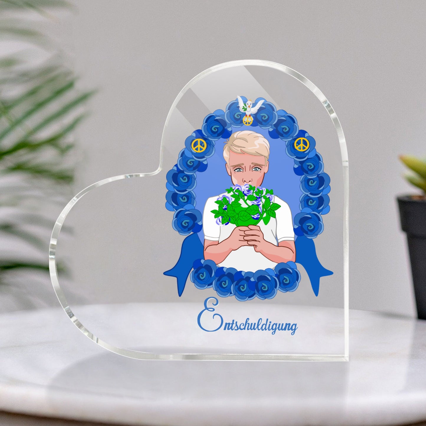 Acryl Herz Global Freedom United Ein Junge Sagt Entschuldigung